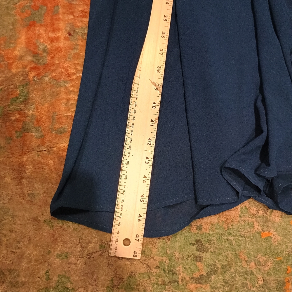 NWT Lulu's Zipper enclosed Elegant Sheer Navy Blue Dress Size Large - Picture 8 of 8